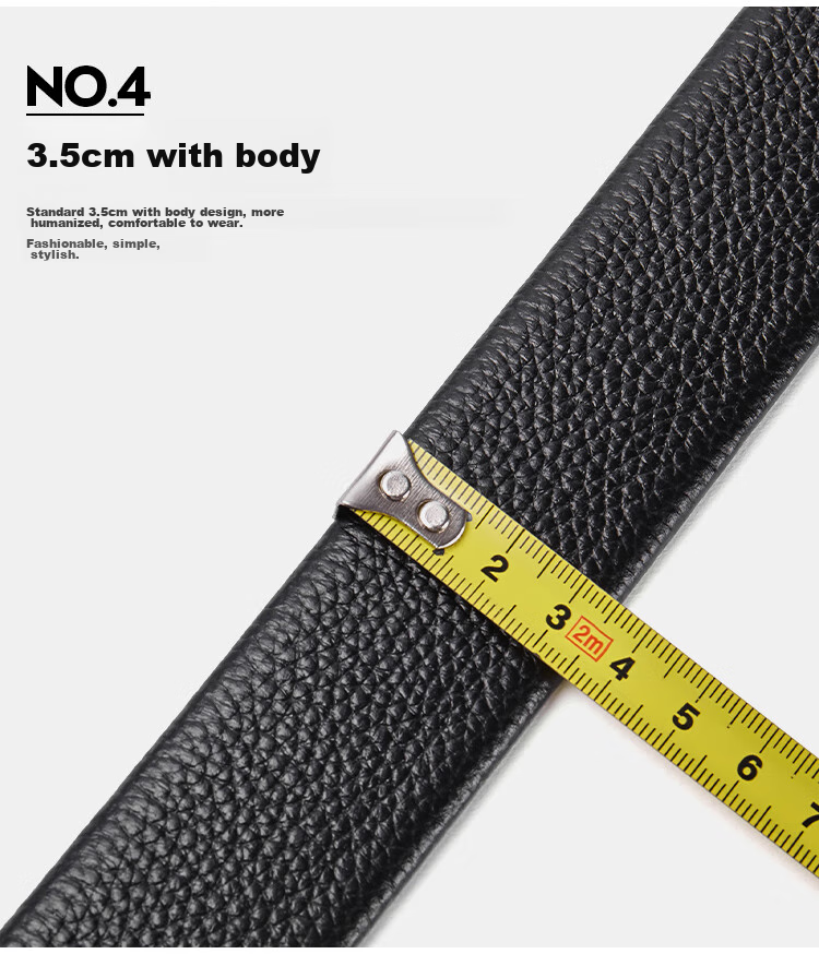 BOSTANTEN Men's Leather Belt with Automatic Buckle, Top Grain Cowhide, Waistband without Buckle, Casual Genuine Leather Belt for Me 4