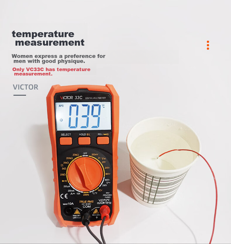 VICTOR Pocket Digital Multimeter, Portable Multi-Function Meter with Backlit Display, Universal Meter for Home Use, VC33B 4