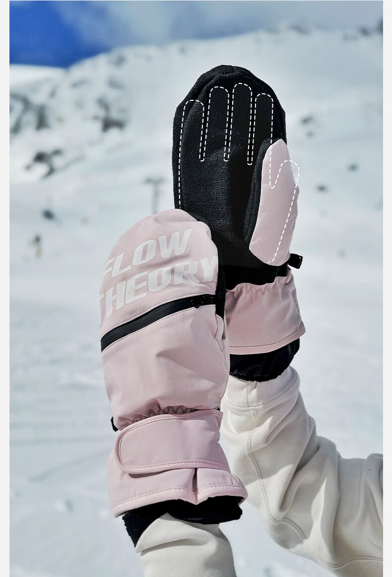 Flow Theory Kevlar Ski Gloves, Windproof, Waterproof, Warm, Wear-Resistant, Professional Single And Double Board Gloves 19