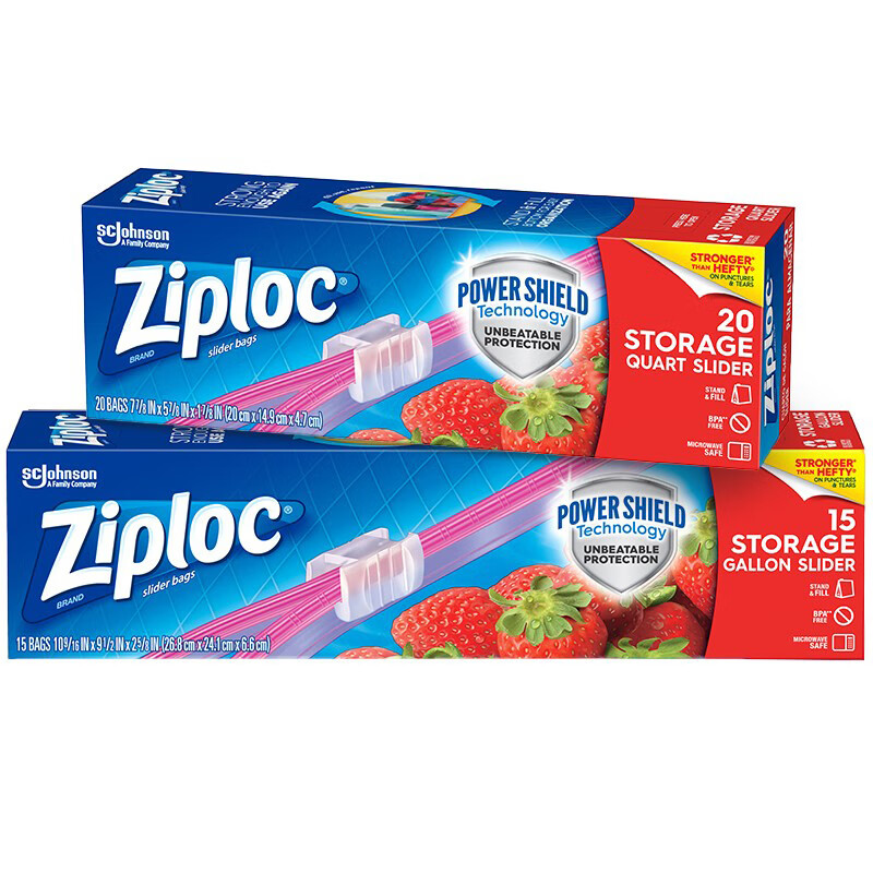 Ziploc Многоразовые пакеты для хранения продуктов, комбинированный набор (15 больших, 20 средних)
