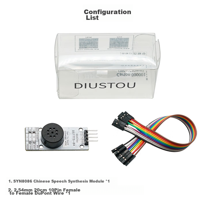 Diushitou SYN8086 Chinese Voice Synthesis Module, TTL Communication, Onboard Microphone, Audio Sensor Module 8