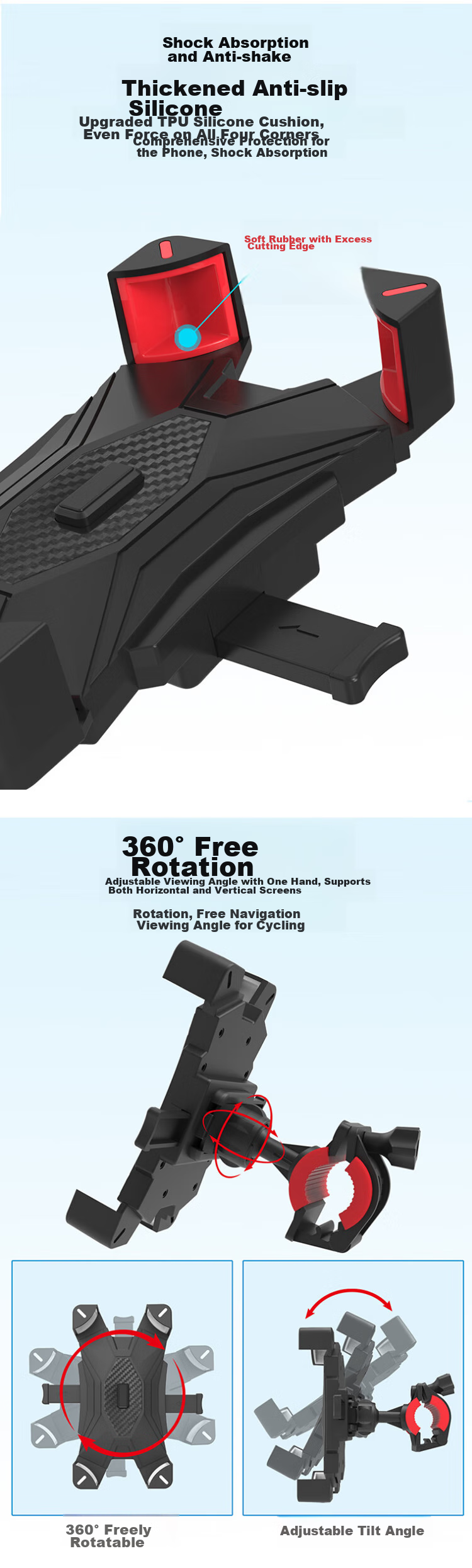 MAIKUQI Cycling Handlebar Phone Mount for Electric Bikes, Motorcycles, Food Delivery Riders, Couriers, Quick-Lock Phone Holder for Scooters And E-Bikes, Navigation Mount, Cycling Accessories And Equipment, Handlebar Model 3