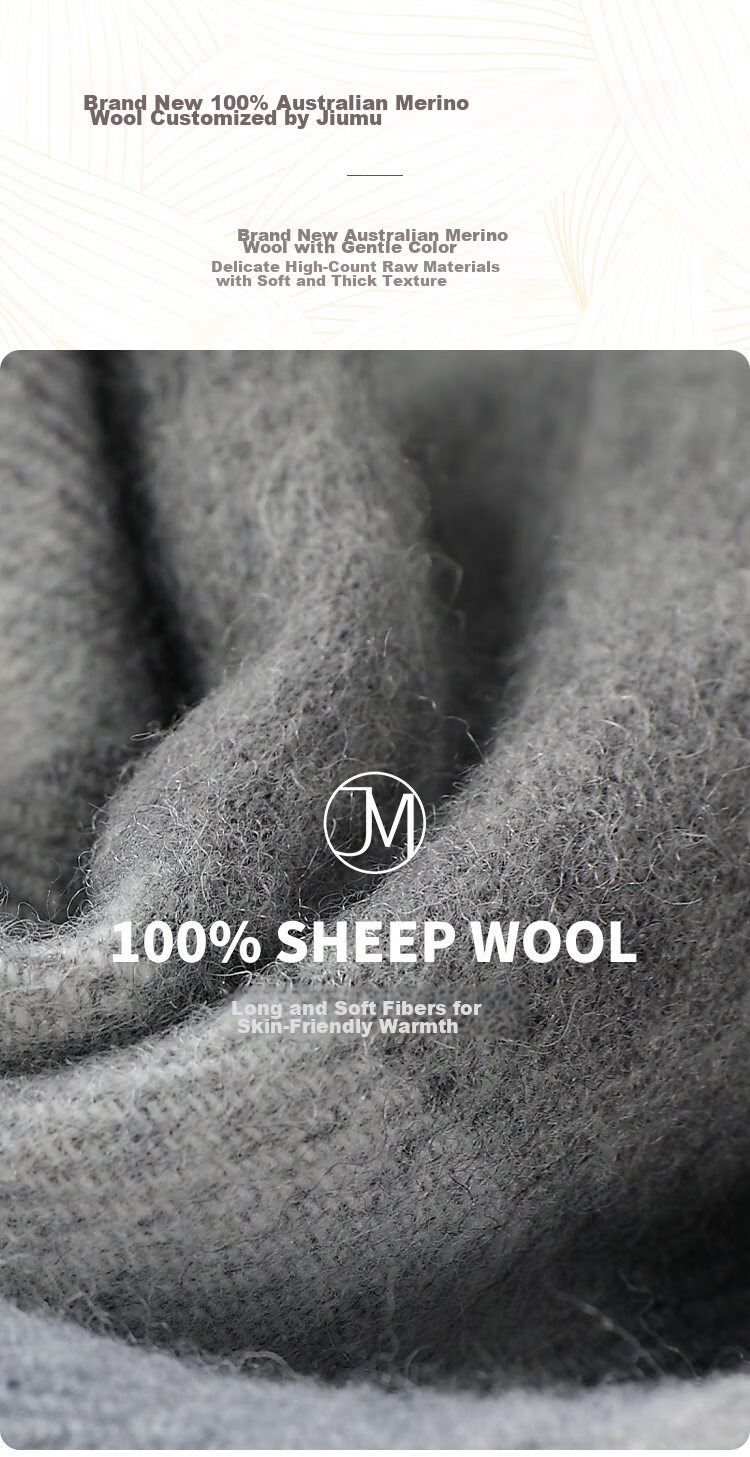 JIUMU Pure Wool Scarf for Men, Autumn And Winter Warm Neck Warmer, Gift for Men, Fathers, Mid-Autumn Festival, Birthday Present, Gift Box Packaging 2