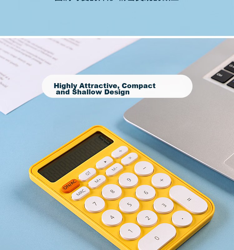 TIANSE 3c Digital All-Net Low Price Protection Candy Color Simple Calculator, 12-Digit Large Screen Fashionable Desktop Computer Tablet Portable, Office Supplies, TS-1721, Bamboo Gree 5