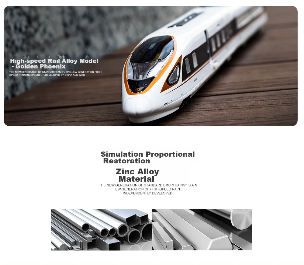 Heimanba Alloy Train Revival Double-Section Golden Dragon Electric Train, High-Speed Rail Children's Toy Model, Collectible Display Piece Gift 2