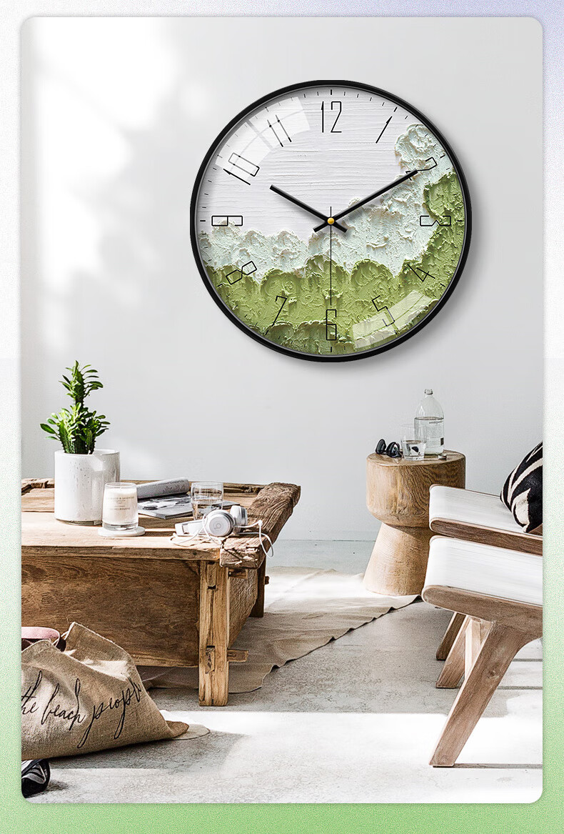 Momen Wall Clock, Nordic Light Luxury Living Room Bedroom Clock, Simple And Stylish Wall-Mounted Quartz Clock without Drilling, 36cm 8