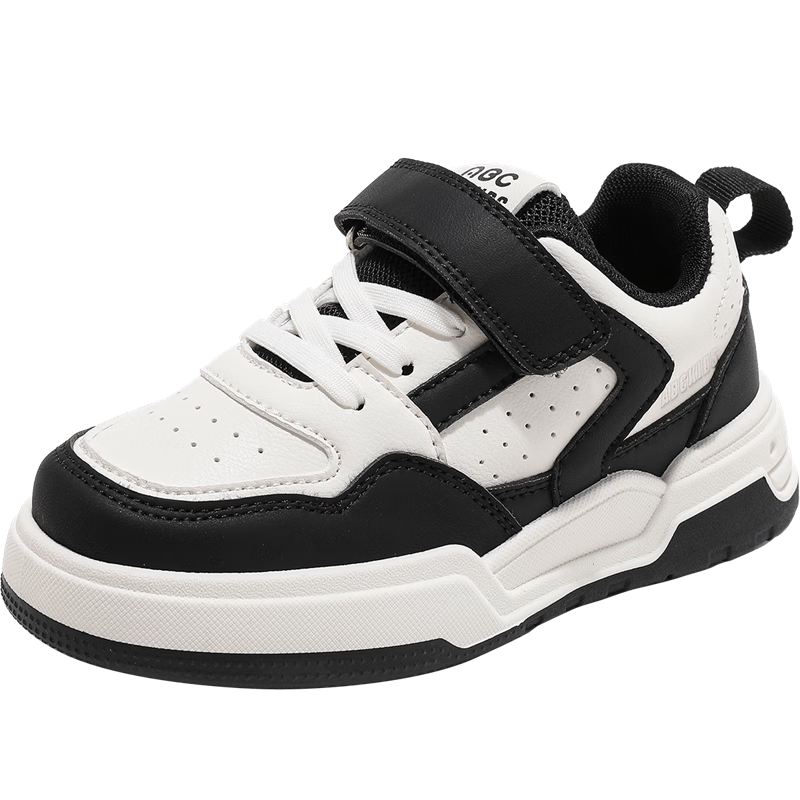ABC KIDS Children's Canvas Shoes, Autumn Fashion, Boys' Velcro Versatile White Sneakers, Girls' Lightweight Casual Shoes, Black And White, Size 27