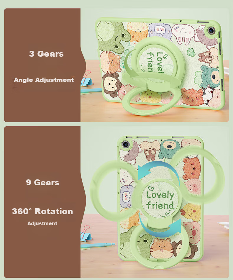 Asiwa Compatible with IPad Mini 4/5 Case, Universal 7.9-Inch 2019 Model, 360-Degree Rotating Stand, Horizontal And Vertical Placement, Shockproof, Full Protection, Cartoon Cute Desig 3