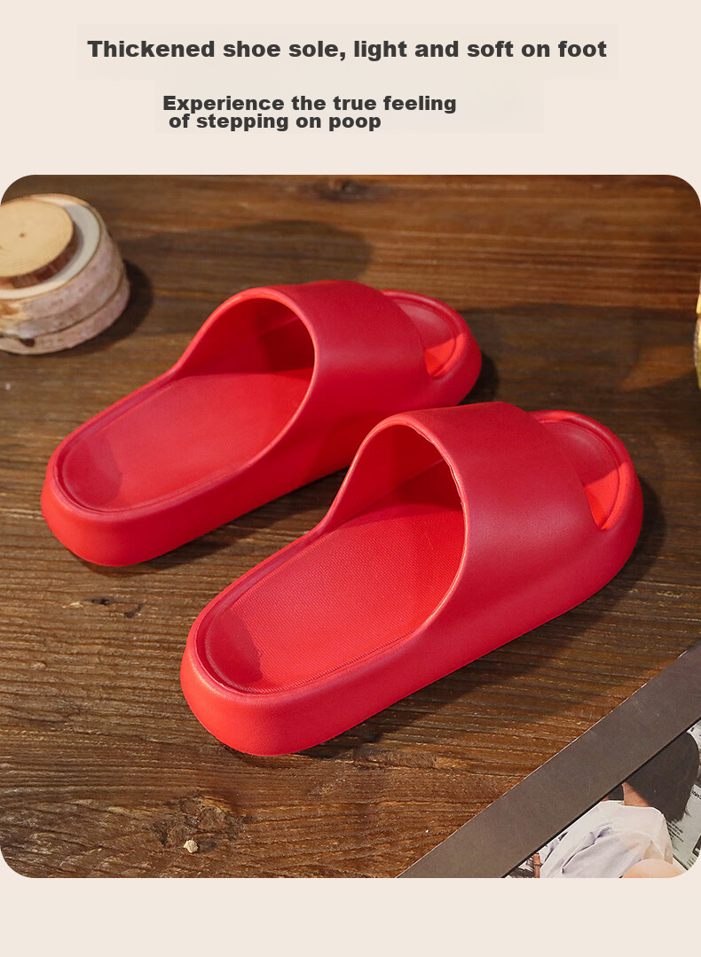 GUOLUOFEI Wedding Slippers with Squatting Feel, EVA Material, for Men And Women, Summer Red Color, Festive, Zodiac Year, High-End Dowry, Red, Size 38-39 7