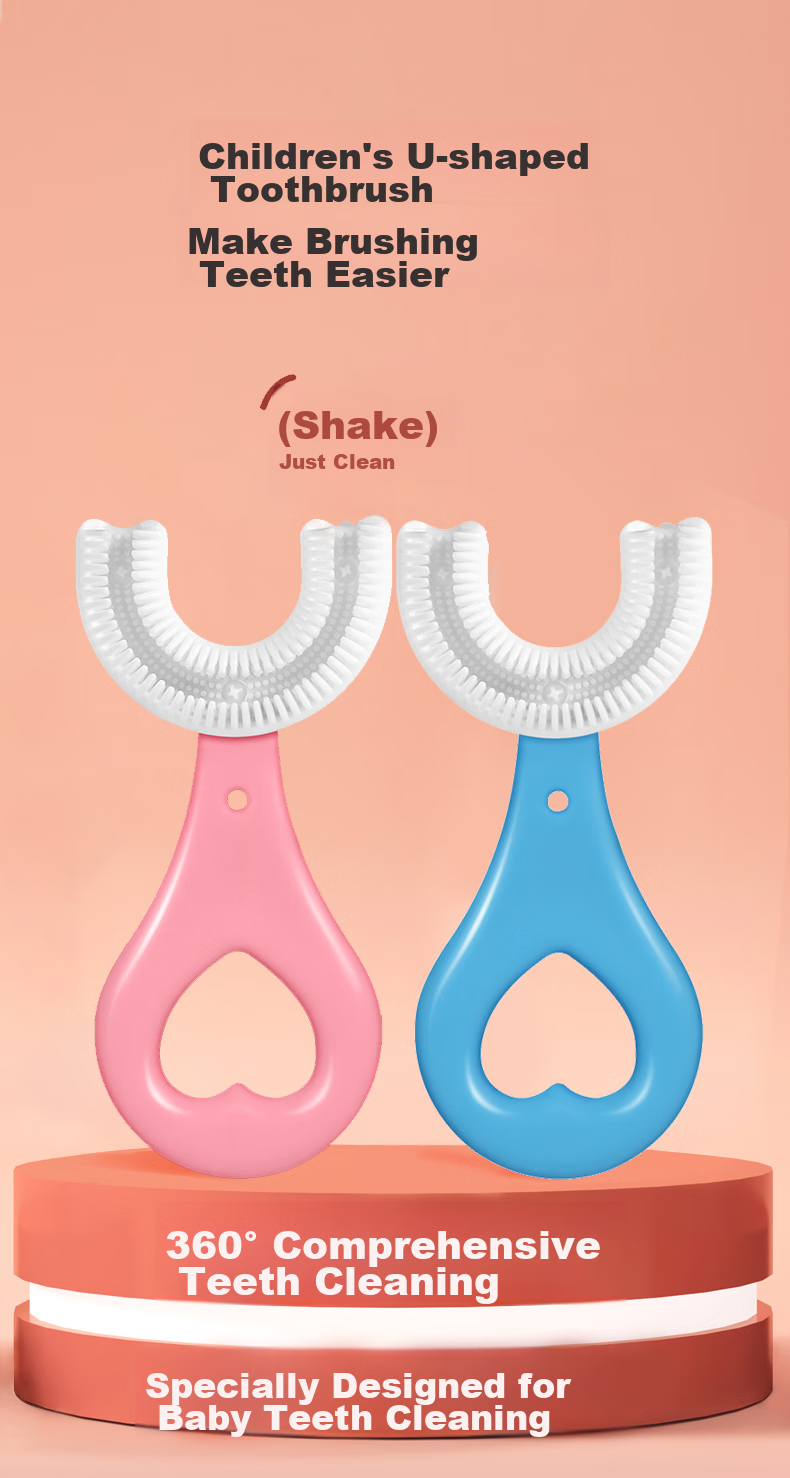 BATUREL Children's Toothbrush, U-Shaped Manual Silicone Soft Bristles, for Ages 2-3 Infant Toddler Kids Toothbrush, Oral Cleaning Device 1