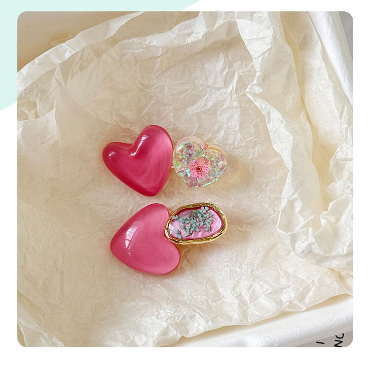 CHIMERA 2-Pack Heart Edge Hair Clips Bangs Side Hairpin Duckbill Clip Hair Accessories 6.1 Children's Day Gift 7