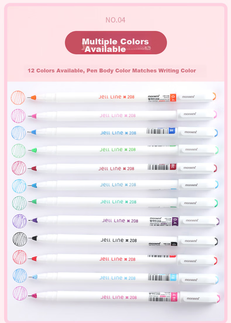Monami [Back to School Essential] Monami (Monami) Needle-Tip Gel Pen Set with Frosted Colorful Barrel, Ballpoint Pen, Signature Pen, 0.5mm Black Ink, 02091-6 Pack 10