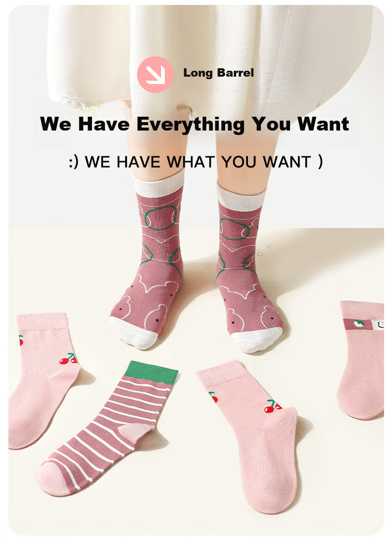 LangSha Children's Socks, Girls' Spring Autumn Winter All-Season Mid-Calf Cotton Socks, Comfortable Elastic Breathable Princess Socks for Older Girls 3
