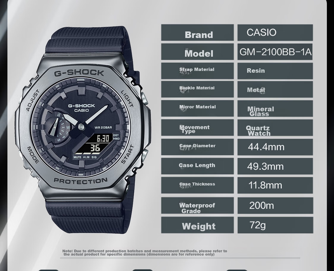 Casio Men's Watch, G-SHOCK Black Warrior BLACK, Sports Student Digital Watch, Japanese And Korean Style, GM-2100BB 6