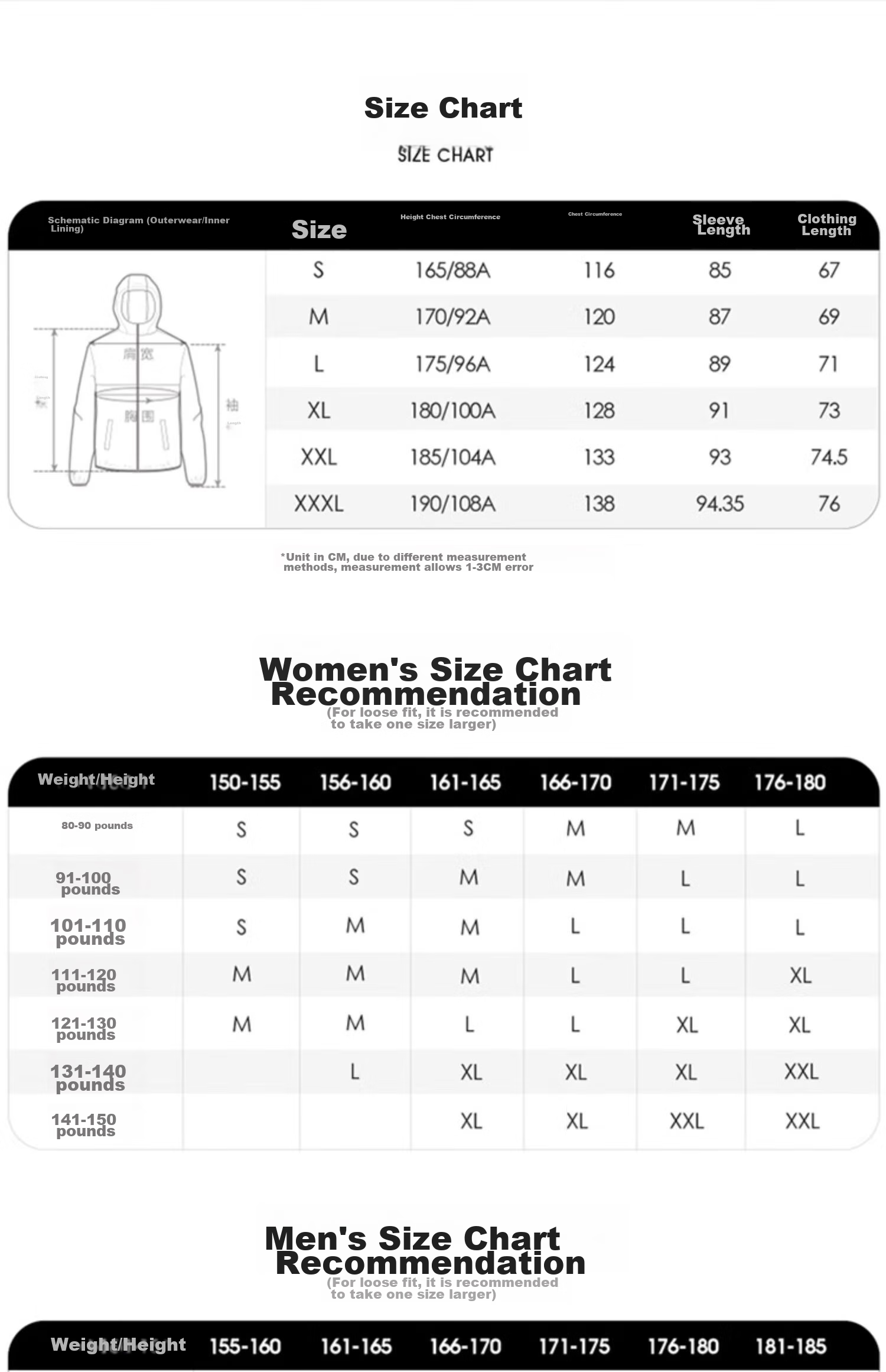 CAMEL Single-Layer Windbreaker Jacket for Men And Women, Waterproof Coat A31166 Phantom Black XL 35