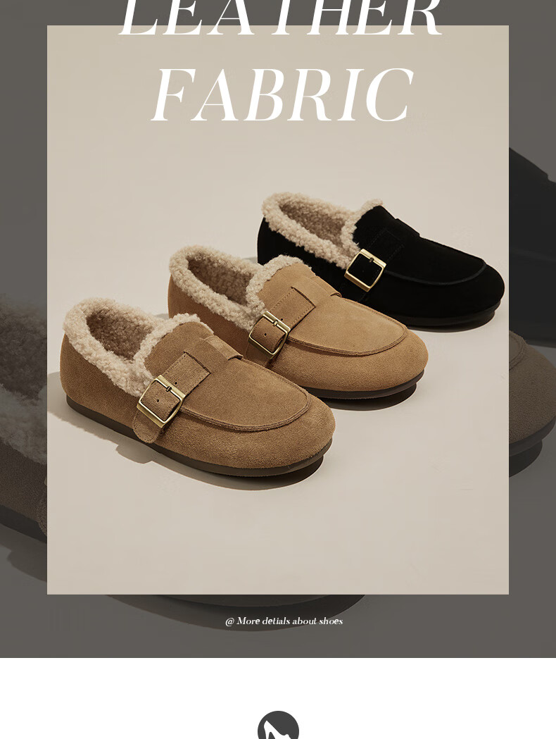 DAPHNE Women's Flat Furry Soft Sole Single Shoes Fleece Lined Birkenstock Style Comfortable Cotton Shoes 3122607008 Apricot Size 39 2