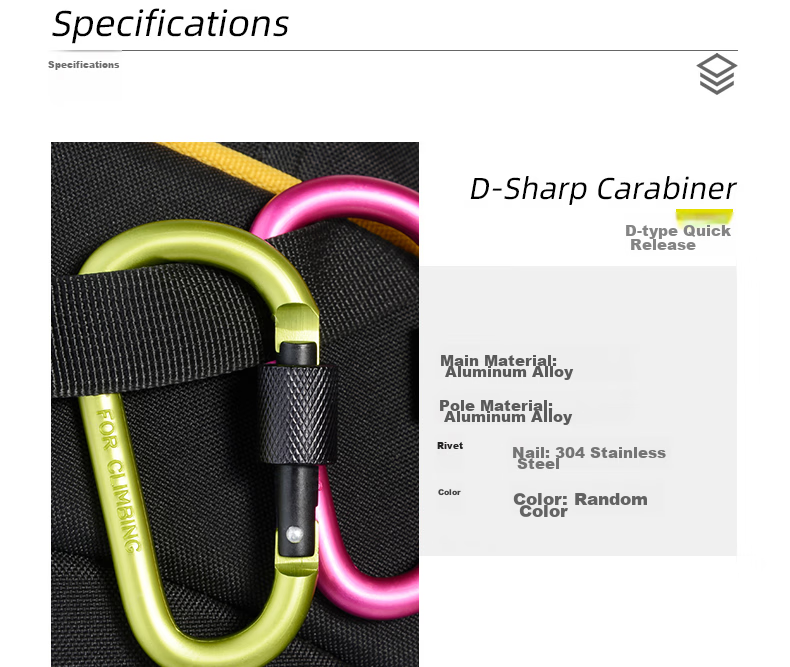 JAJALIN Multifunctional Quick-Release Aluminum Alloy Carabiner Keychain, Gray Single Pack, JA002 5