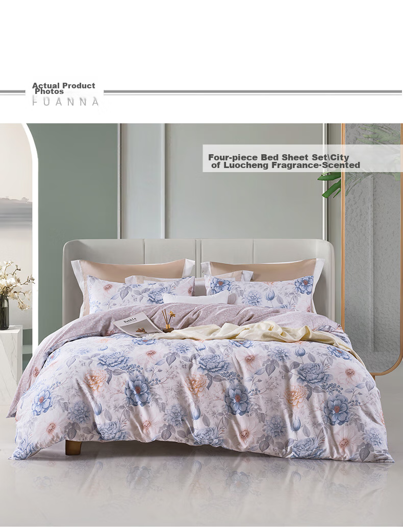 FUANNA Bedding Set, 100% Pure Cotton Duvet Cover, All-Cotton Fitted Sheet with Printed Pattern, Double Size, 203*229cm 9