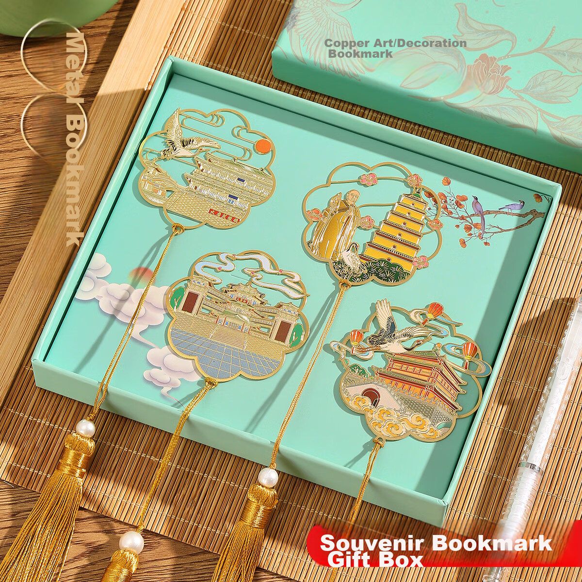 Sannianerban Chinese Style High-Quality Commemorative Metal Bookmark Cultural Creative Product Student Gift Birthday Gift for Girls Graduation Gift Student Small Gift Prize