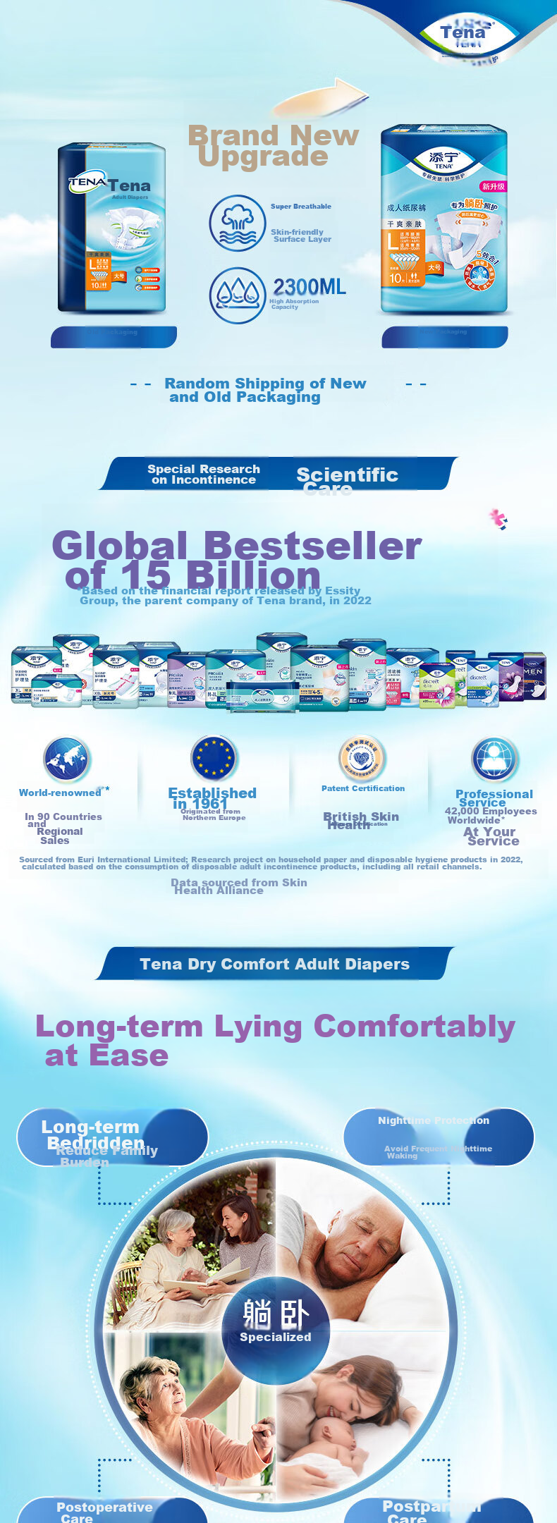 TENA Dry And Skin-Friendly Adult Diapers L80 Pieces (Waist: 85-160cm) Incontinence Pads for Postpartum Women And Elderly 2
