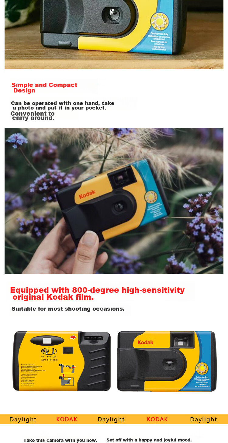 KODAK Film Camera, Instant Camera, 39 Sheets, 800 Ultra-High Sensitivity, No Flash Camera, Includes Film (Free Development) 3