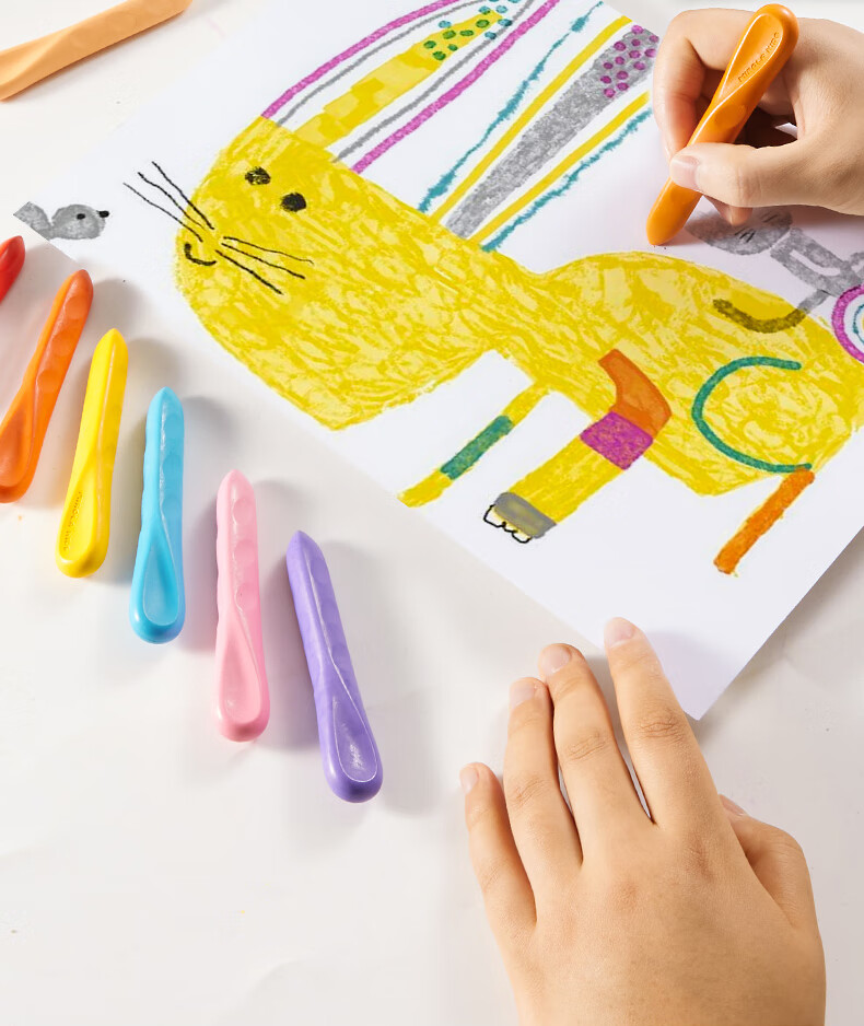 Meiletongnian [Best-Selling Product] Beeswax Crayons, 24 Colors, Non-Staining, Non-Toxic, Specialized Children's Drawing Tools, Grip Control Oil Pastels, Colorful Sticks, Washable Drawing Pencils Set, Art Education Tools 32