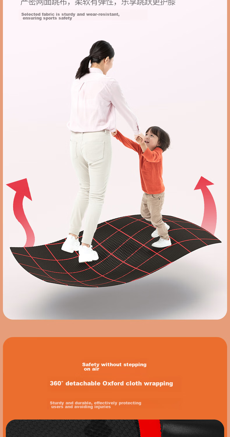 YIJIAN Trampoline for Home Indoor Use, Foldable Spring Training Trampoline, Gym Jumping Bed, Exercise Weight Loss Fitness Trampoline with Handrails 10