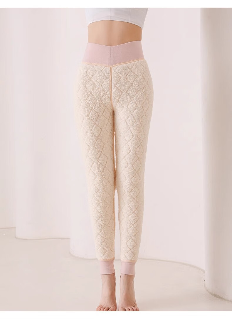 Borui Women's Wool Thermal Pants High Waist Autumn Winter Fleece Lined Thickened Leggings Extra Thick Lamb Wool Cotton Pants Northeast Style 24