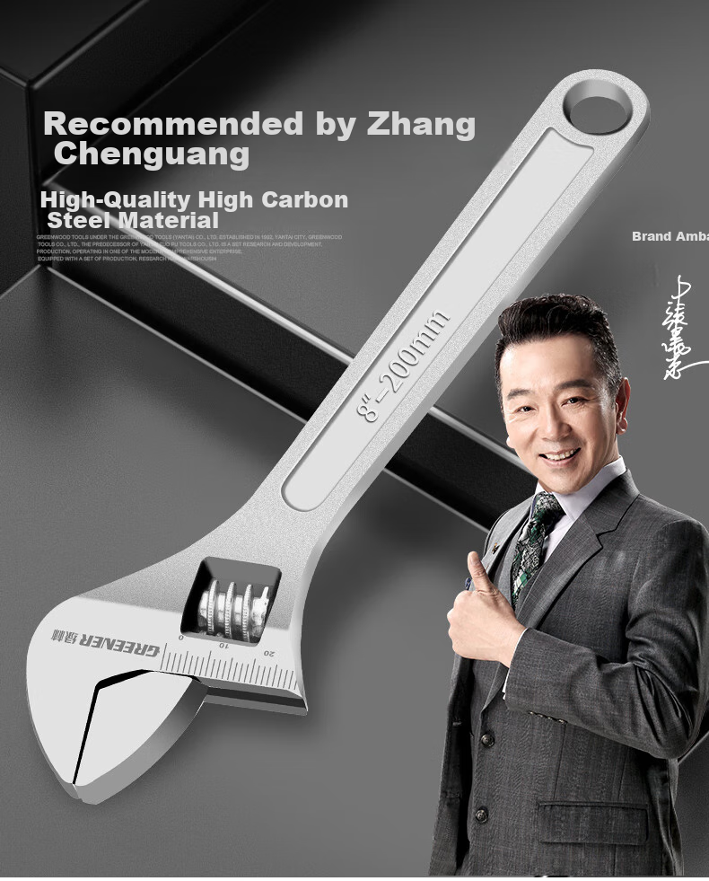 GREENER Adjustable Wrench, 6-Inch Household Set, Universal Open-End Wrench, Wide-Mouth Multi-Functional Plumbing Adjustable Wrench 5