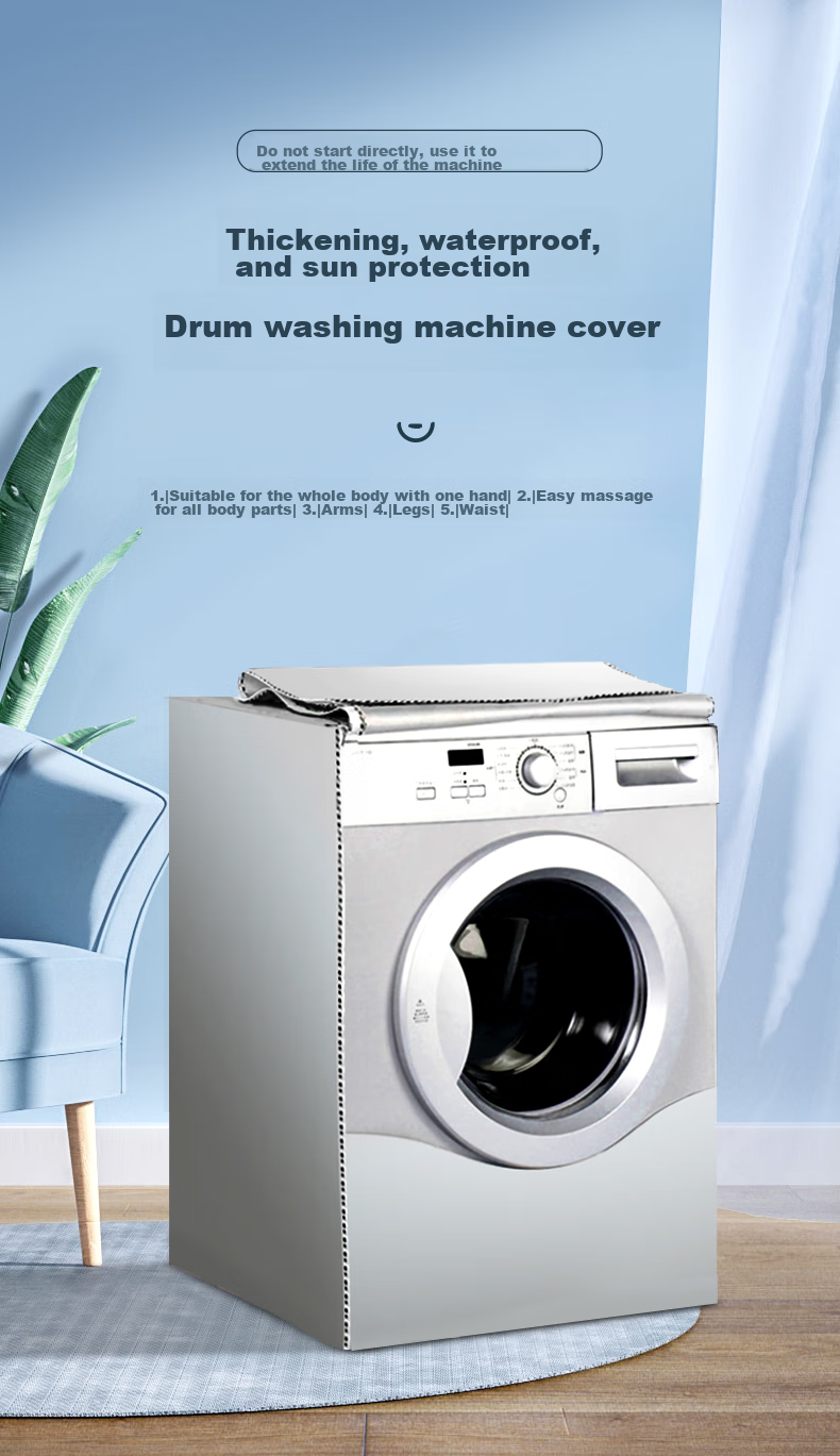 Shuangwei Washing Machine Cover, Pulsator Washing Machine Cover Cloth, Washing Machine Dustproof Waterproof Sun Protection Cover Dustproof Sleeve, Suitable for 7-10 Kg Universal Size, Striped Deer XBTWL21 1