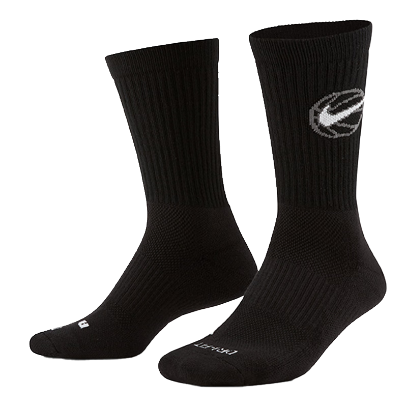 NIKE Unisex Socks, Quick-Drying Breathable Sports Socks, Mid-Calf Socks, Three-Pair Pack, DA2123-010 Black XL