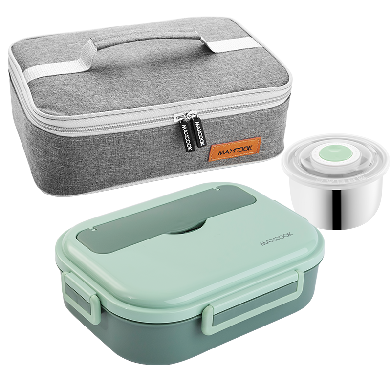 MAXCOOK 316L Stainless Steel Lunch Box, Microwave-Safe 5-Compartment Insulated Student Lunch Box with Utensils And Bag MCFT5876