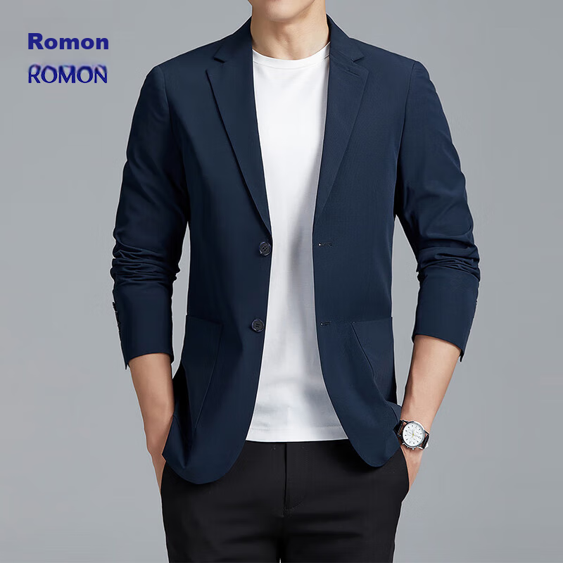 Пиджак мужской ROMON, всесезонный, повседневный, однобортный, деловой, формальный, синий, 4XL