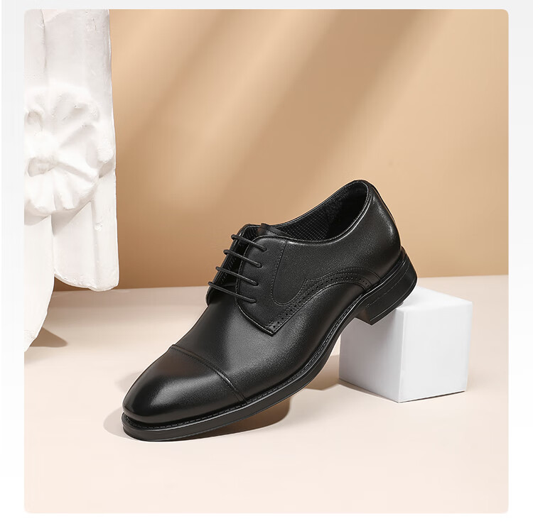 Goldlion Men's Formal Shoes, Stylish And Comfortable Leather Shoes with Durable Soles, G580510157AAB, Black, Size 39 8