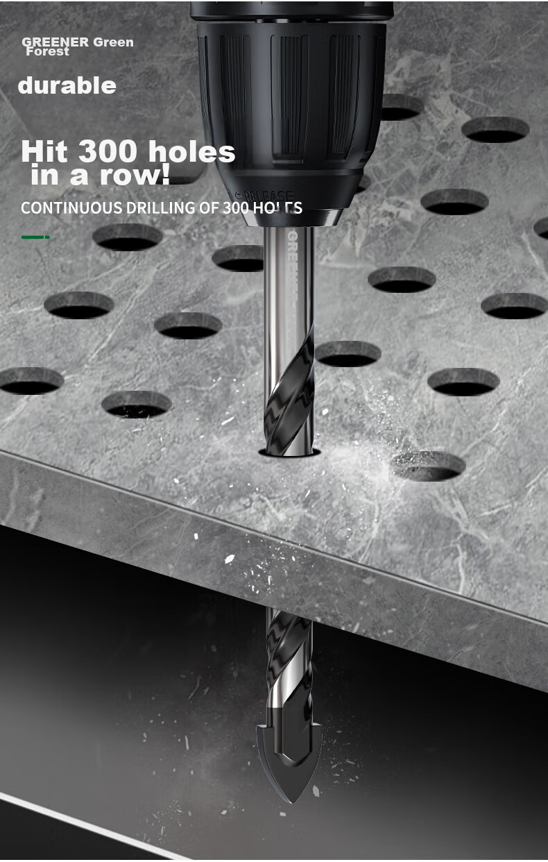 GREENER Triangular Drill Bit for Concrete, Tile, And Cement Wall Drilling, Black Diamond (5+6+8+10+12mm) 4