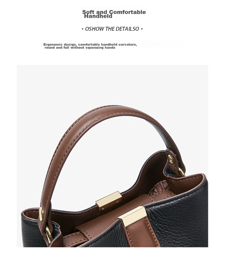 Aokang Women's Handbag, Trendy Cowhide Bucket Bag, Light Luxury Crossbody Shoulder Bag, Birthday Mother's Day Gift for Girlfriend Or Wife 10
