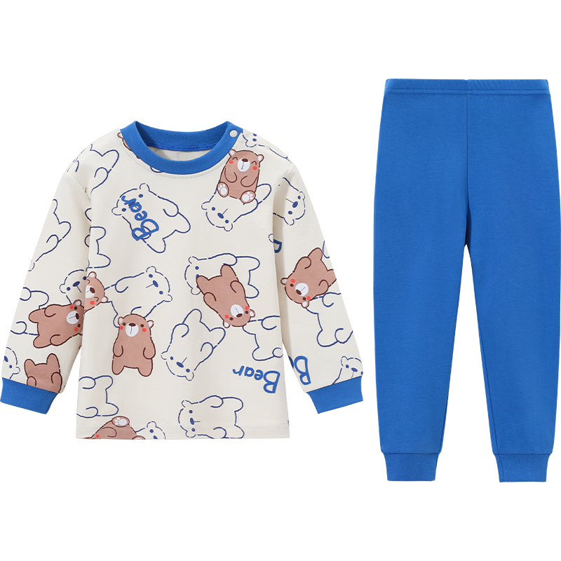 YUZHAOLIN Children's Autumn Underwear Set for Boys And Girls, Cotton Pajamas for Kids, Strawberry Pattern, Good Bear Desig