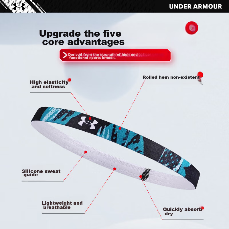 Under Armour Headband Sports Sweatband for Men And Women, Hair Tie, Sweat-Absorbing Band for Running, Sweat-Absorbing Headband