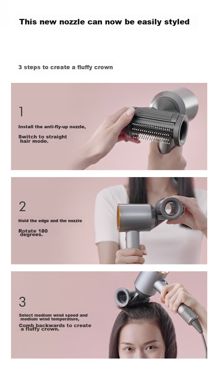 DYSON HD15 High-Speed Hair Dryer, Dyson Supersonic Electric Blower, Negative Ion, Quick-Drying Hair Care, Multiple Nozzles, Home Use, Gift Recommendation, Purple-Red Color 7