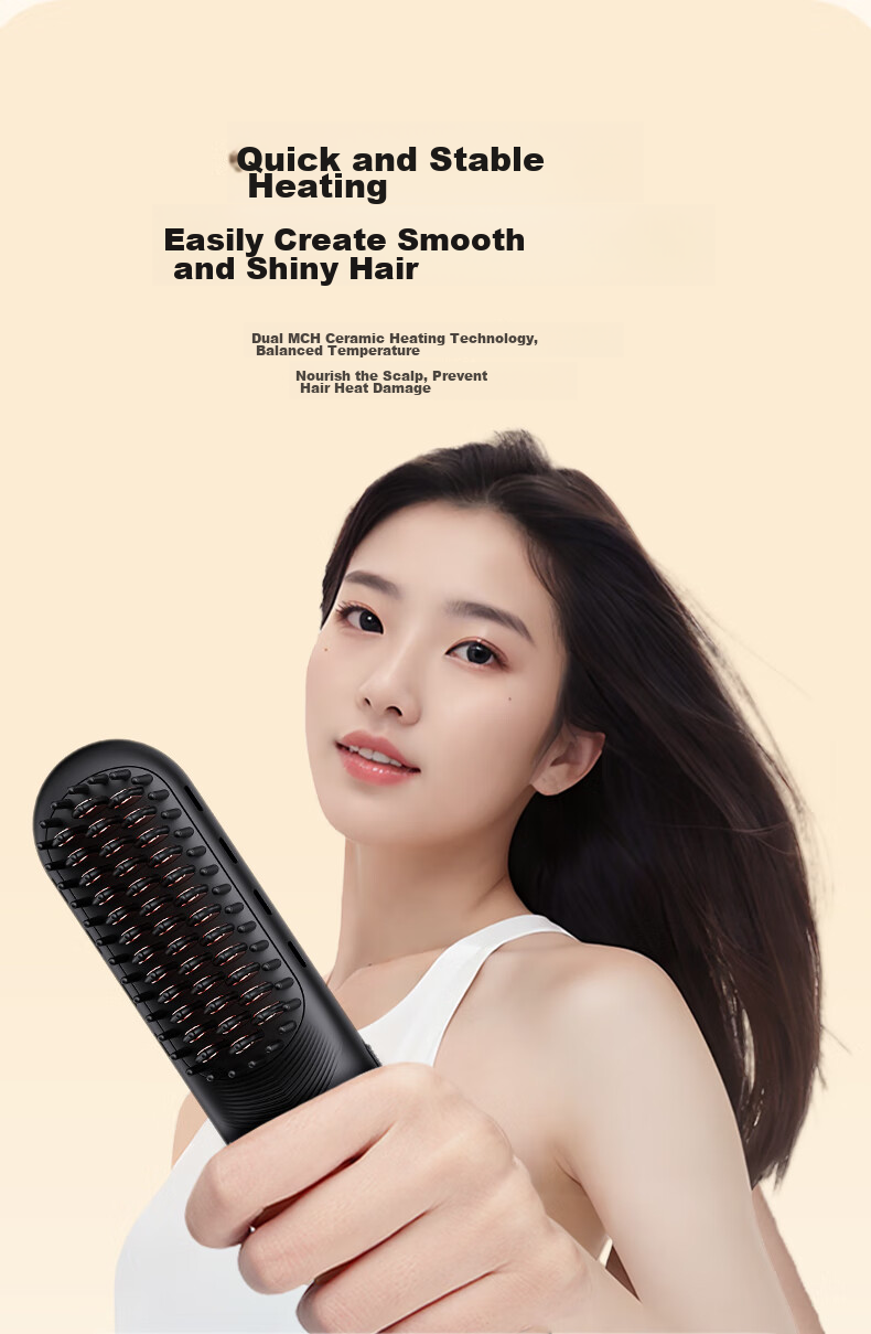 UBelle [Mid-Autumn Festival Gift] Wireless Straightening Brush, 500 Million Negative Ions Hair Protection, Portable Dual-Use Straightener And Comb, Smooth High Crown, Birthday Gift for Girlfriend 10