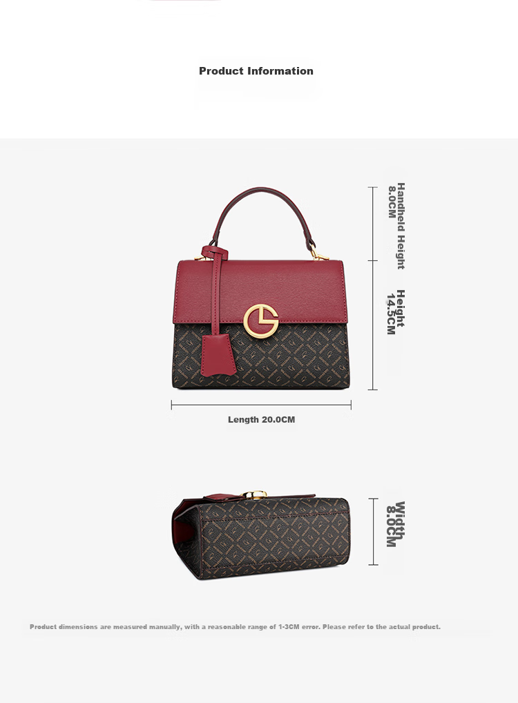 Goldlion Women's Handbag, Versatile Tote Bag, Small Square Purse for Women, Birthday Gift 13