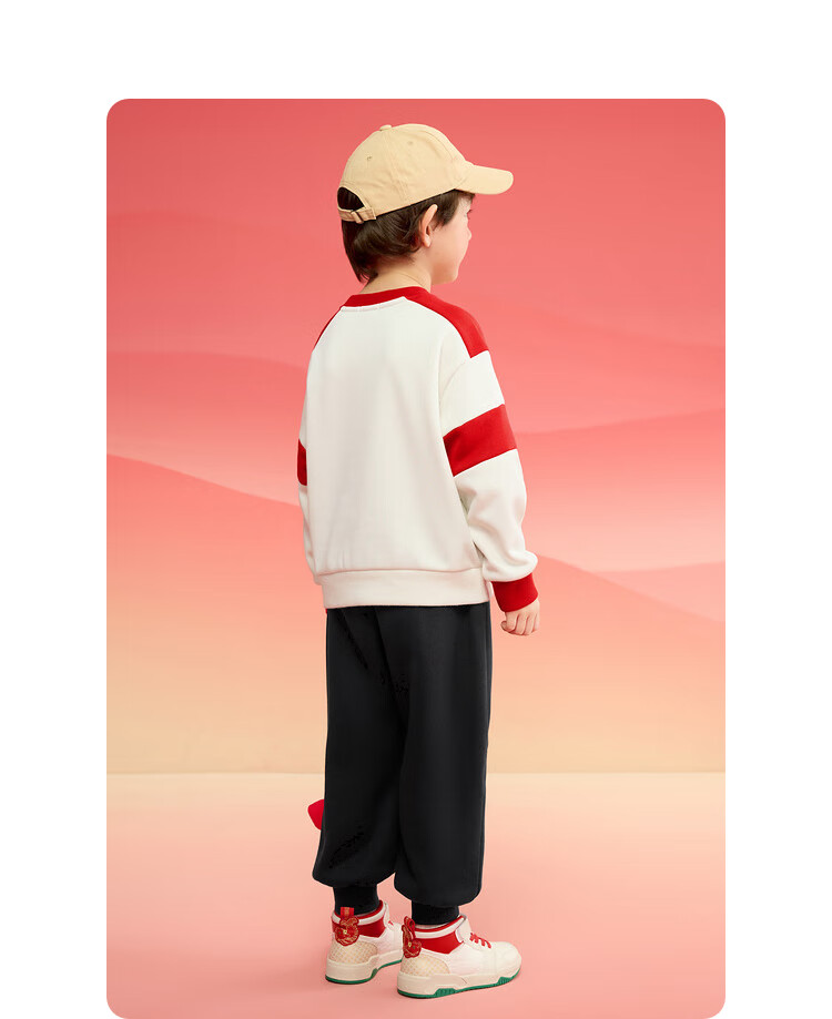 BALABALA Children's Clothing, Kids' Sweatshirt for Girls And Boys, Spring And Autumn Wear, Loose-Fitting Fleece-Lined Top, Color Block Trendy Design, 208125121203 11