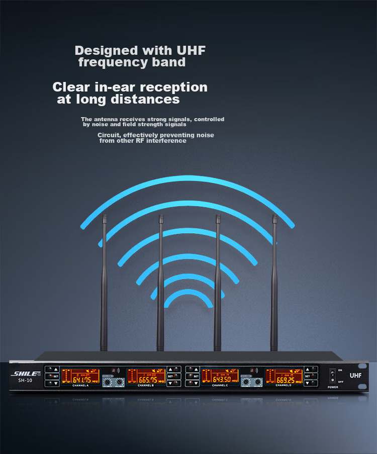 SHILE SH-10 Professional One-To U-Segment Anti-Howling Wireless Handheld Microphone for KTV Entertainment, Singing, Meetings, Hosting, And Lecturing, with 4 Handheld Mics Included 3