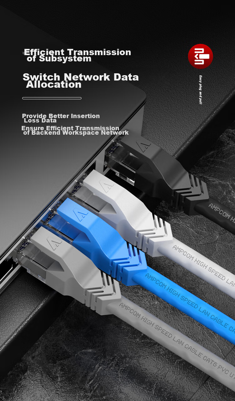AMPCOM Cat6 Patch Cable, 3 Meters, Gigabit UTP Unshielded Network Cable for Home And Engineering Wiring, Switch Connection Cable, Black AMC6BK71830 13