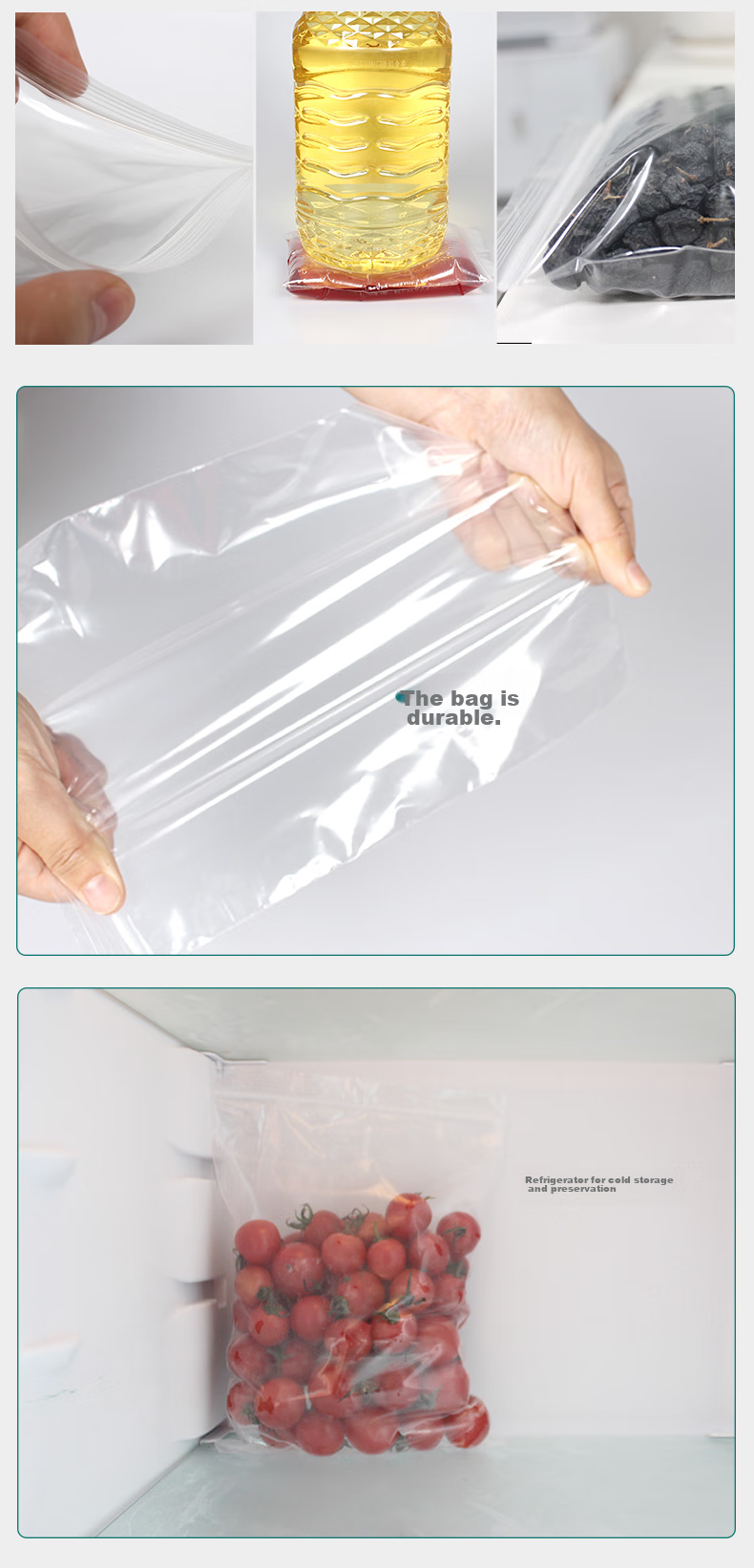 Xinzhi Food Self-Sealing Bags, 100 Pieces, No.10 Size 24*34cm, Fresh-Keeping Thickened Sealed Bag, Waterproof PE Transparent A4 Paper Storage Bag, Sealing Bag, Airtight Bag, Plastic Sealing Bag 9