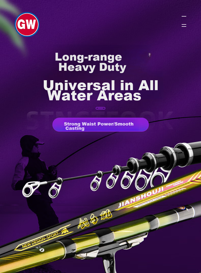 GW Fishing Rod, Jian Shou Ji 5.4 Meters, Ultra-Light And Ultra-Hard Carbon Fiber Rod, Diagonal Guide Rings, Casting Rod, Fishing Pole with Sliding Float 1