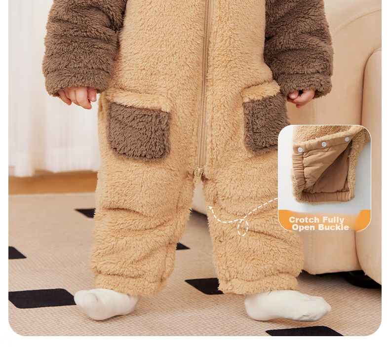 Beitaisi Baby Clothes Autumn Winter Padded Onesie, Thickened Warm Cute Fluffy Baby Outdoor Cotton Jacket Romper 19