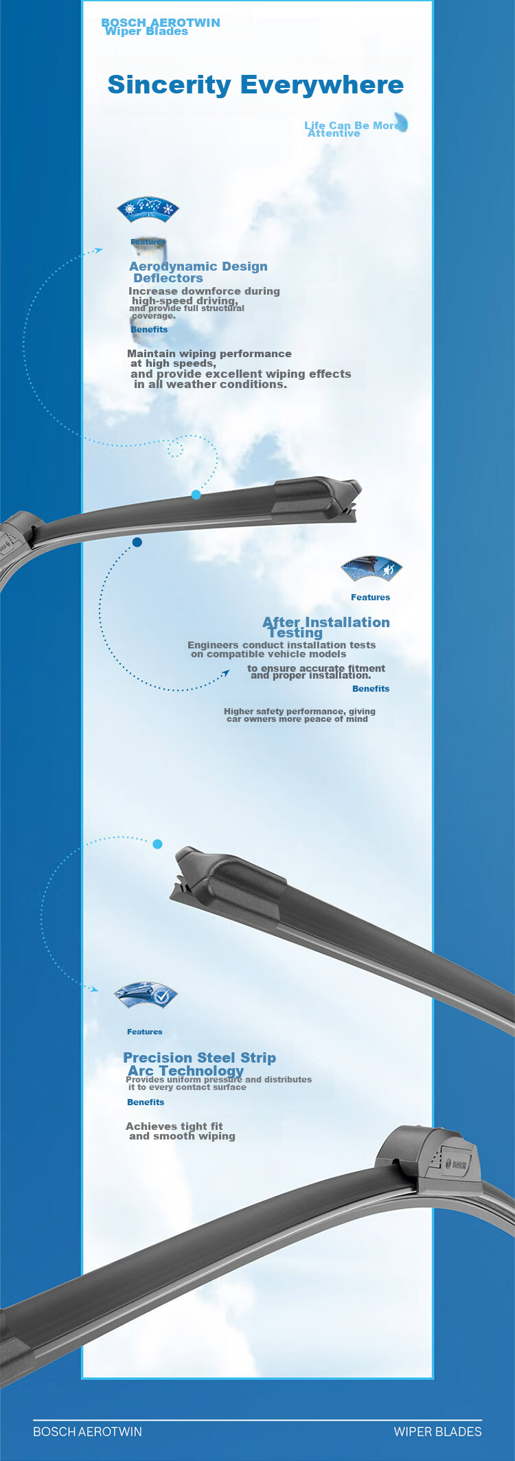 BOSCH Universal Windshield Wiper Blades, 26/19 Inches, Compatible with 2014 Front Audiranger/Power Sail X80 8