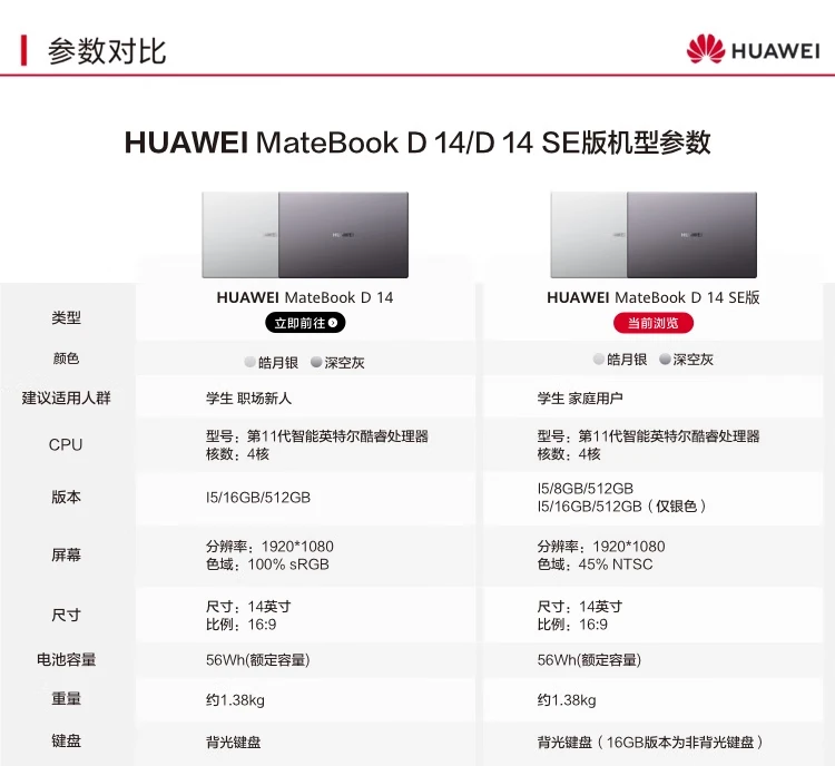 Huawei Laptop MateBook D 14 SE Edition 14-inch Intel Core i5 8G+512G Thin and Light Book/HD Eye Protection Anti-glare Screen/Mobile Internet Silver Huawei Laptop MateBook D 14 SE Edition 14-inch Intel Core i5 8G+512G Thin and Light Book/HD Eye Protection Anti-glare Screen/Mobile Internet Silver