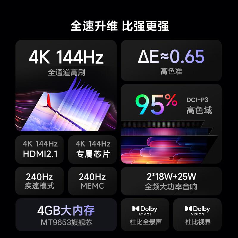 Vidda NEW S85 海信电视 85英寸 144Hz高刷 HDMI2.1金属全面屏 4+64G游戏智能液晶巨幕以旧换新85V1N-S 